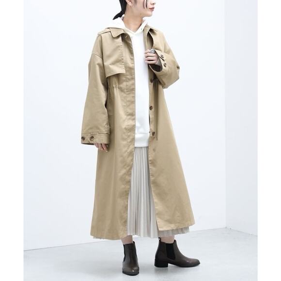 Beams Heart Buttonless Open Flowing Trench Coat In Wheat Fall Staple Size Small - Picture 1 of 8